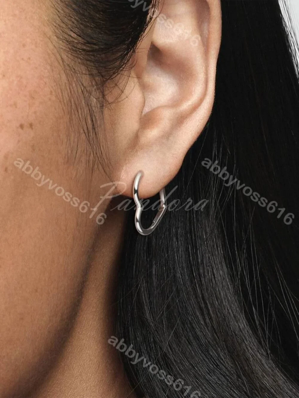 Pandora Asymmetrical Heart Hoop Earrings